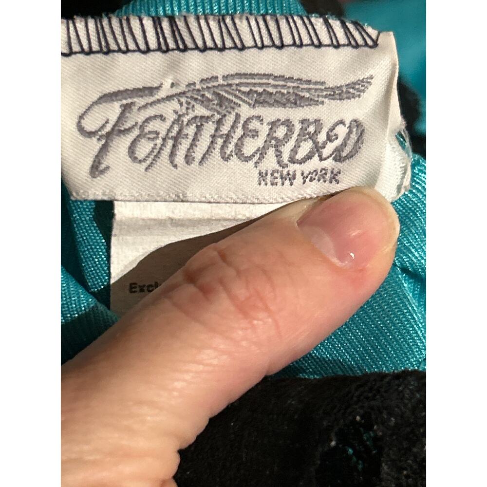 Vintage 80s 90s Black & Turquoise Sexy Nightie - Picture 6 of 10